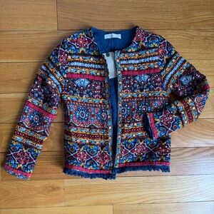 NEW beautiful Zara boho mirror colorful quilted jacket/blazer